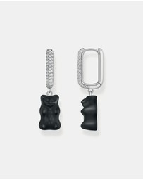 THOMAS SABO - Single hoop earring medium sized with black goldbear