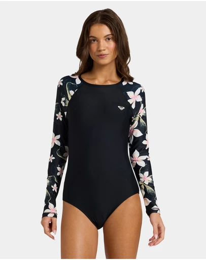 Roxy - Womens Basic Mix Long Sleeve One Piece Swimsuit