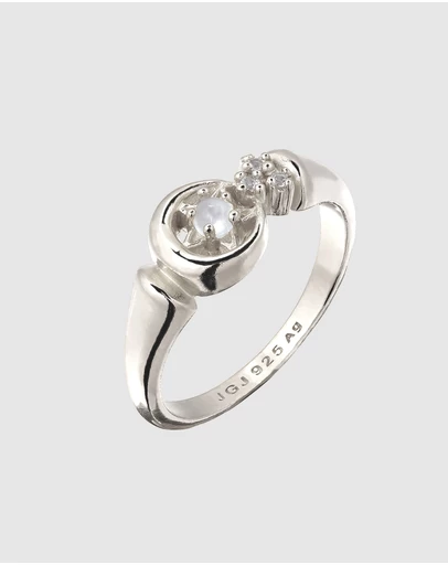 Kuzzoi - ICONIC EXCLUSIVE - Moonstone Crescent Ring in 925 Silver