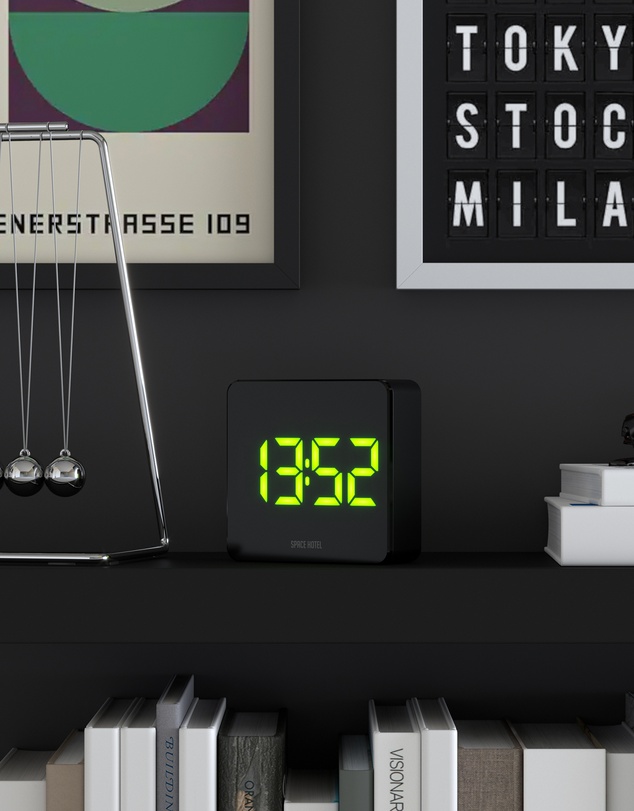 Newgate - Newgate Space Hotel Orbatron Alarm Clock Black Case - Black Lens - Green Led