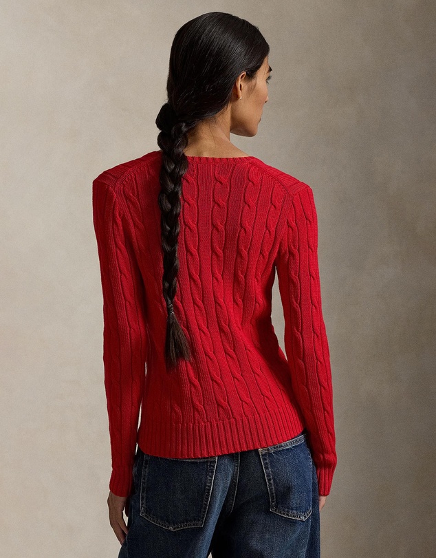 Polo Ralph Lauren - Cable-Knit Cotton V-Neck Sweater - The ICONIC Exclusive
