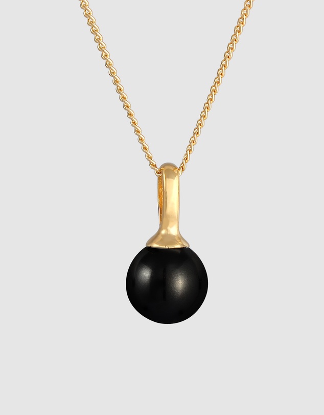 Elli Jewelry - Necklace Bead Synthetic Pearl Round Classic In 925 Sterling Silver Gold Plated