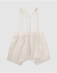 Designer Kidz - Finley Linen Suspender Shorts
