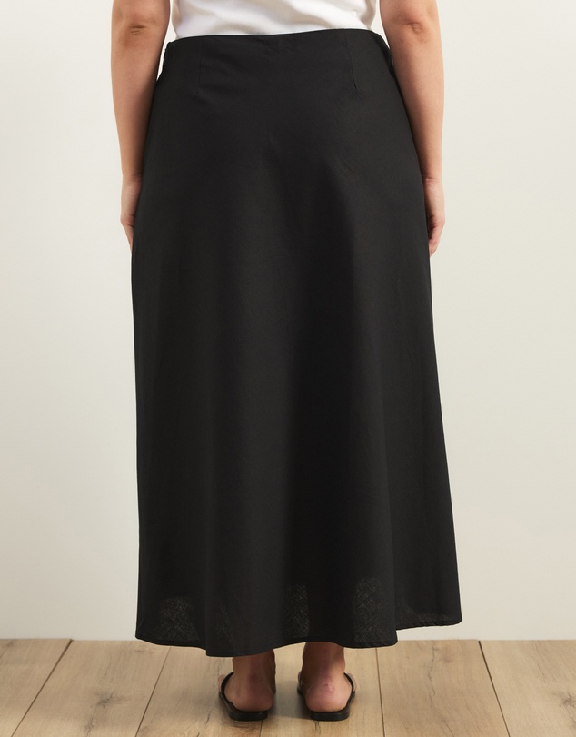 Atmos&Here Curvy - Celina Linen Blend Midi Skirt