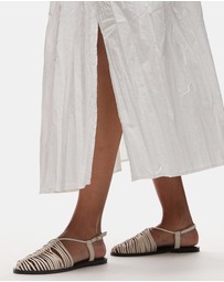 TOPSHOP - Aidan Leather Weave Tie Up Flat Shoes