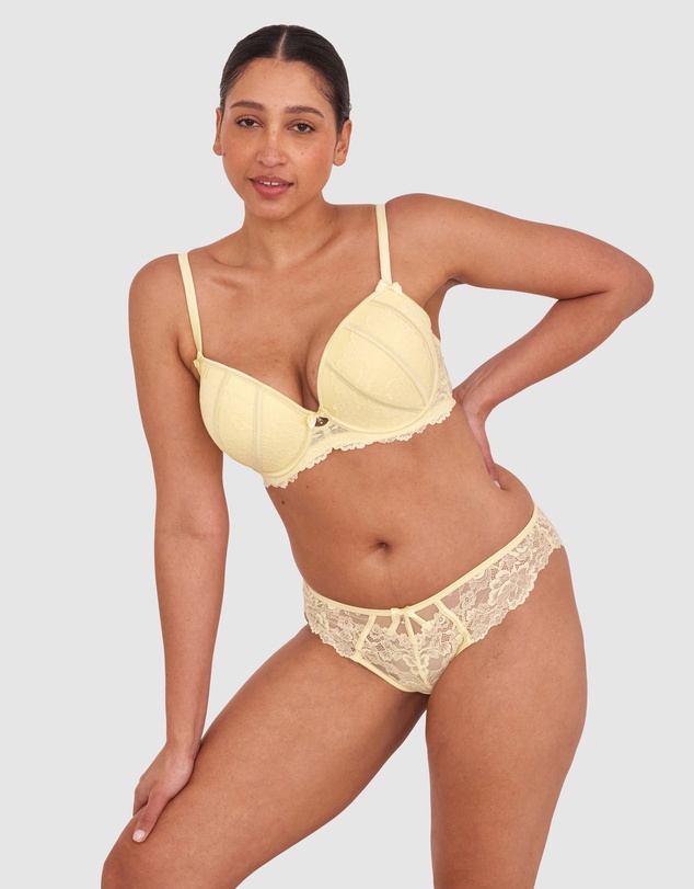 Bras N Things - Bethany Push Up Bra-Light Yellow
