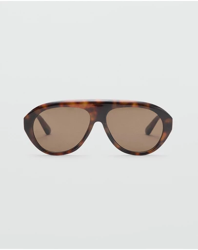 M.N.G - Tortoiseshell-Effect Frame Aviator Sunglasses