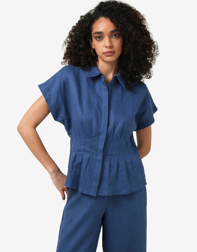 Forcast - Ami Linen Pleated Tuck Shirt