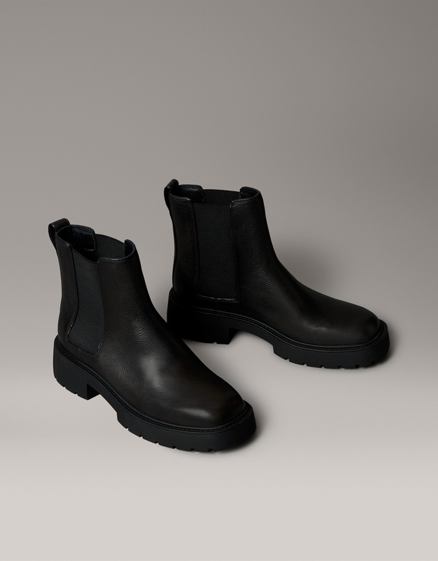 Calvin Klein - Leather Chunky Square Toe Chelsea Boots