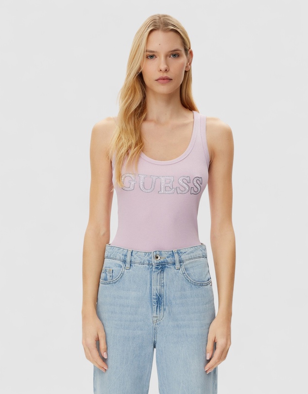 GUESS - Sleeveless Embellished Logo Tank Top