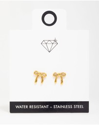 Lovisa - Waterproof Gold Plated Stainless Steel Enamel Bow Stud Earrings