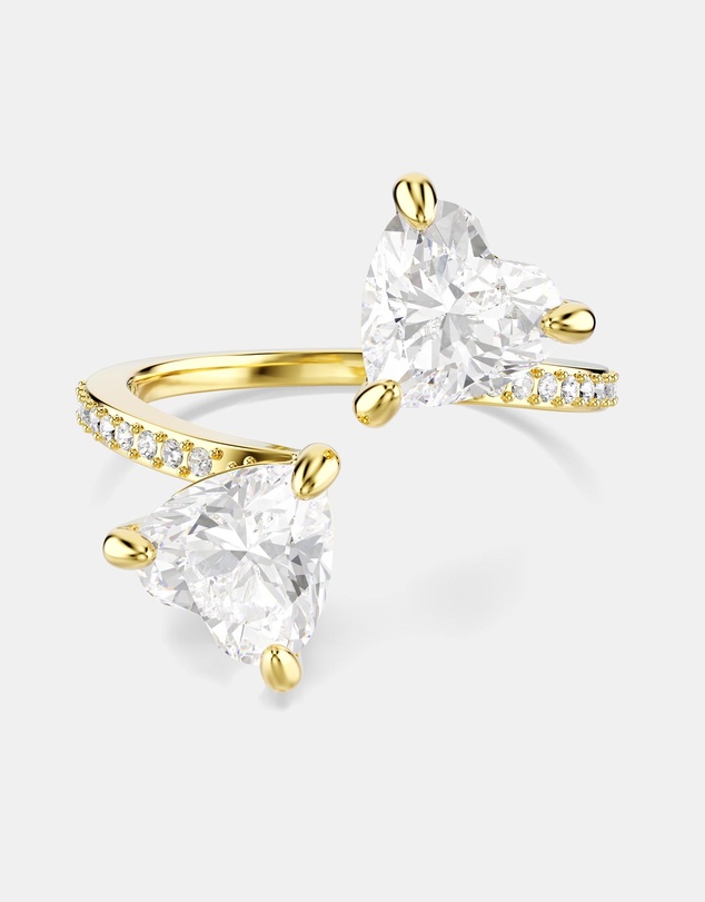 Swarovski - Mesmera Open Ring, Heart Cut, Pavé, White, 18K Gold Finish