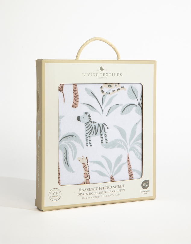 Living Textiles - Organic Bassinet Fitted Sheet - Wild Safari