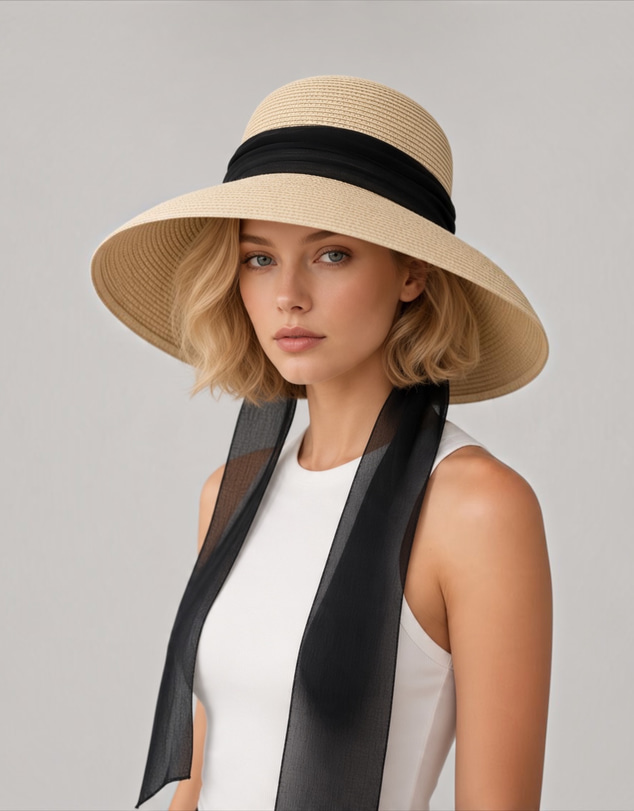 Mossée - Audrey Black Ribbon Sun Hat