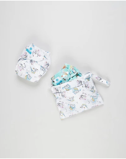 itti bitti - Bare Essentials One Size Fits Most Reusable Cloth Nappy & Wetbag 2-Pack