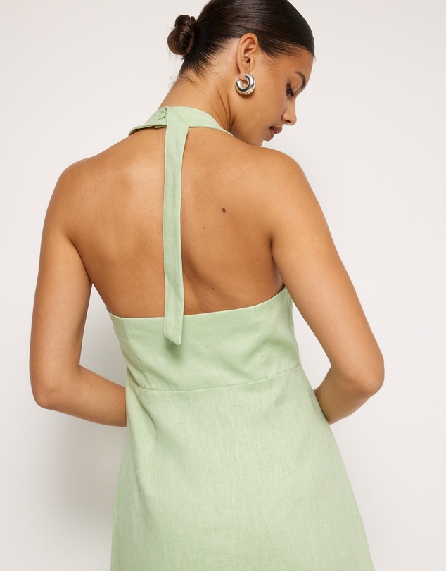 AERE - Waverly Halter Linen Midi Dress