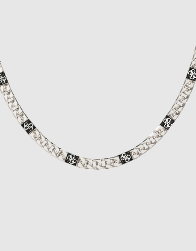 GUESS - Silver-Tone 4G Curb Chain Pave Necklace