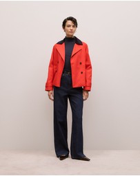 Trenery - Corduroy Collar Short Trench in Spice Red