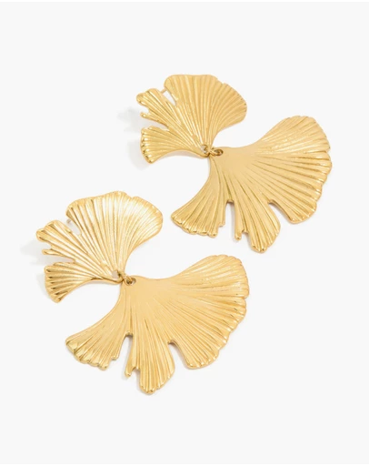 Lovisa - Waterproof Gold Plated Stainless Steel Double Ribbed Fan Drop Earrings