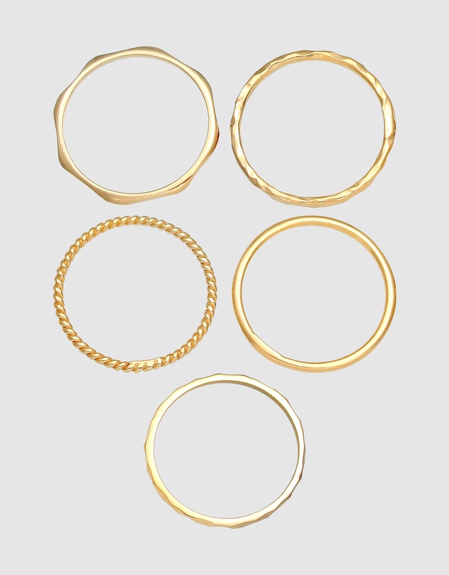 Elli Jewelry - Filigree Ring Set in Gold-Plated 925 Silver