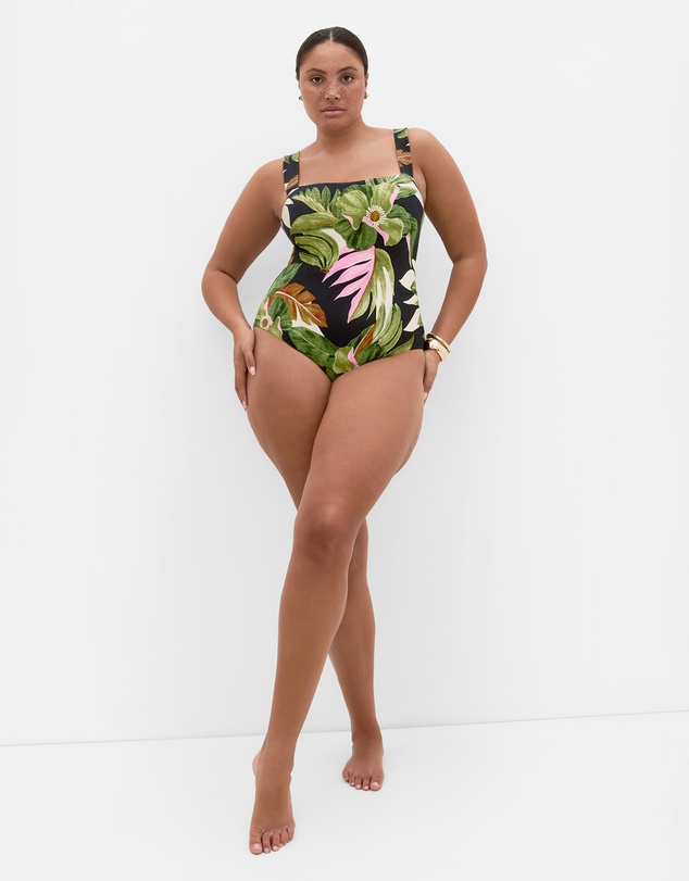 City Chic - Plus size Paradiso Print 1 Piece - black
