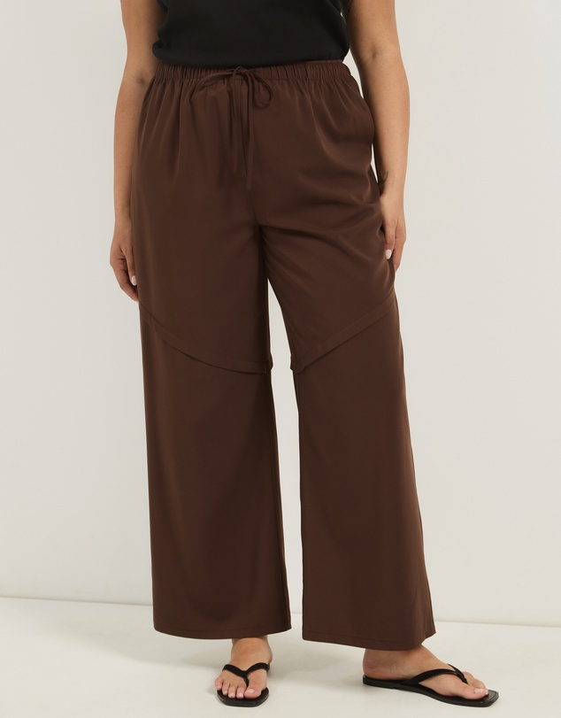 Atmos&Here Curvy - Zoe Relaxed Drawstring Pants with Seam Detail