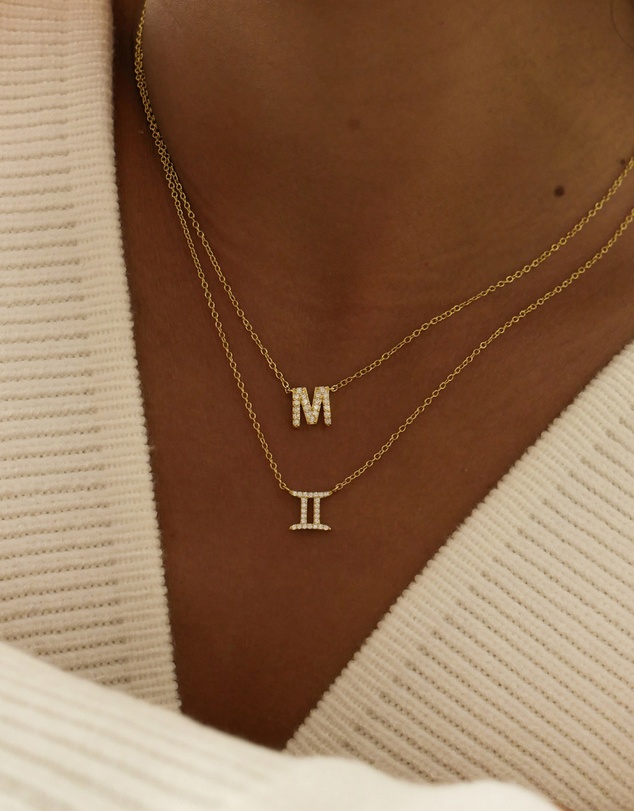 The Silver Collective - A-Z Letter Necklace Gold - M