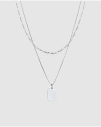 Kuzzoi - ICONIC EXCLUSIVE - Necklace Men Layer Pendant Plate Figaro in 925 sterling silver