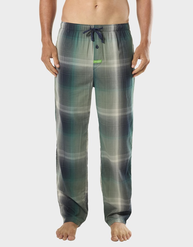 Mitch Dowd - Mens Green Check Bamboo Pyjama Pant - Green