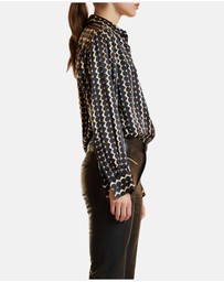 Cynthia Rowley - Foil Silk Button Up Shirt