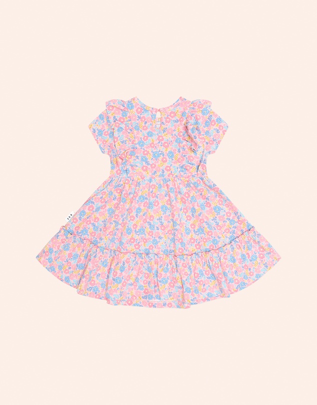 Huxbaby - Vintage Floral Shirred Short Sleeve Dress - Babies-Teens