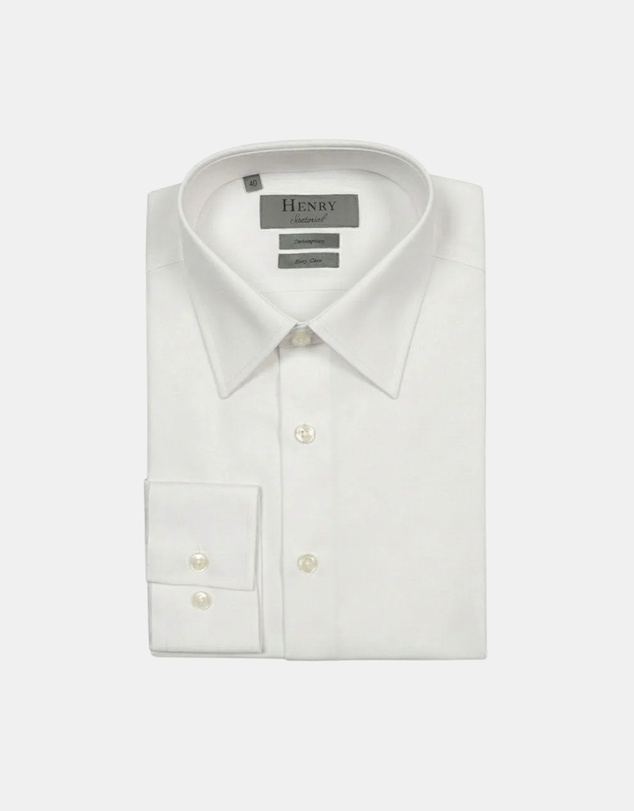 Henry Bucks - HENRY SARTORIAL Bamboo Easy Care Shirt WHITE