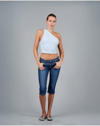 Love and Nostalgia - Roller Girl Top - Light Blue / White