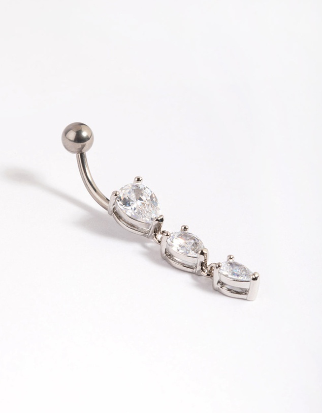 Lovisa - Titanium Pear Drop Belly Bar