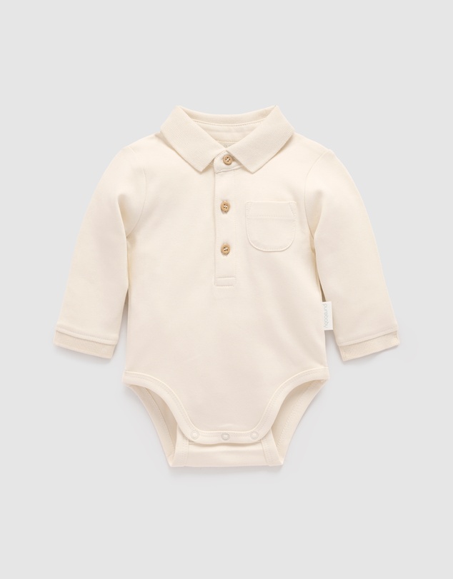 Purebaby - Thick Polo Shirt Bodysuit -Kids-Babies