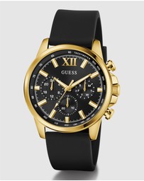 GUESS - Guess Men's Black Gold Tone 44mm Multi-function Watch