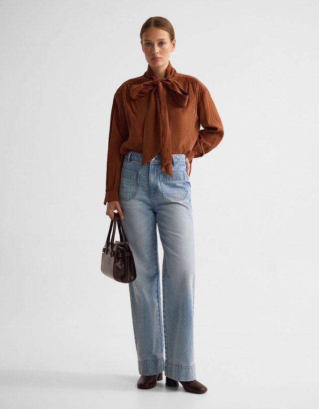 Oxford - Jenna Rayon Blend Scarf Neck Top
