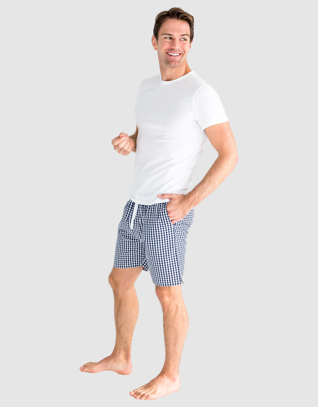Sant And Abel - Men's Hepburn Gingham Navy Sleep Shorts
