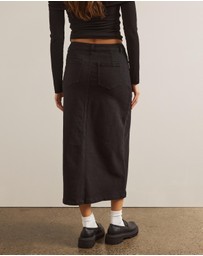 AERE - Cotton Split Front Midi Skirt