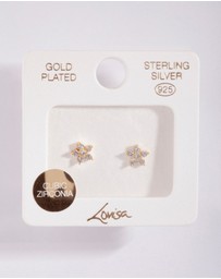 Lovisa - Gold Plated Sterling Silver Cubic Zirconia Flower Stud Earrings