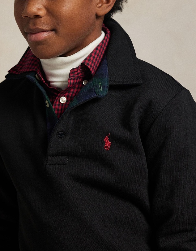 Polo Ralph Lauren - Plaid-Trim Fleece Polo-Collar Sweatshirt - ICONIC EXCLUSIVE - Teens