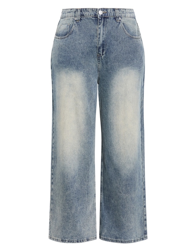 City Chic - Plus size Harley Fit Olivia Relaxed Wide Leg Jean - vintage wash