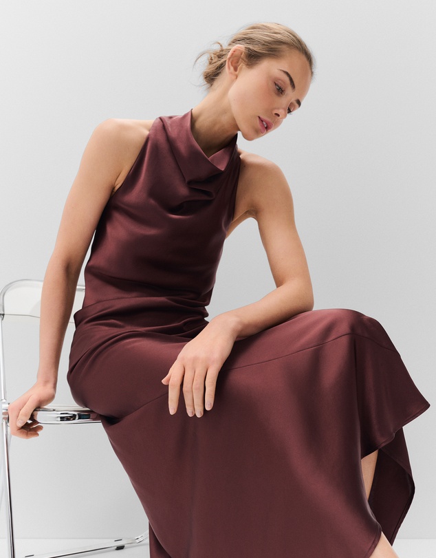 UNISON - Satin Halter Maxi Dress
