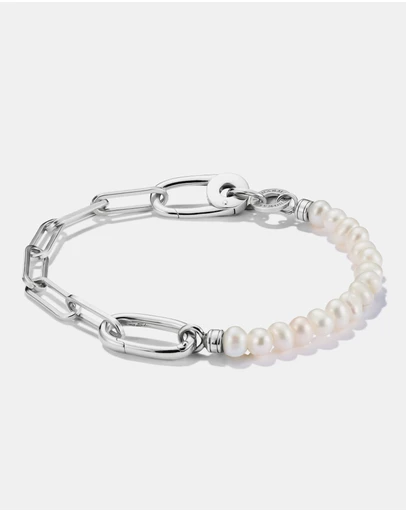 THOMAS SABO - THOMAS SABO Connect Charm Bracelet Paperclip with Pearls Silver