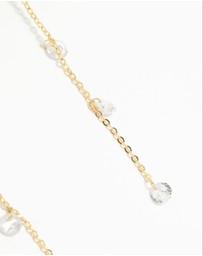 Lovisa - Gold Plated Cubic Zirconia Flower Chain Drop Earrings