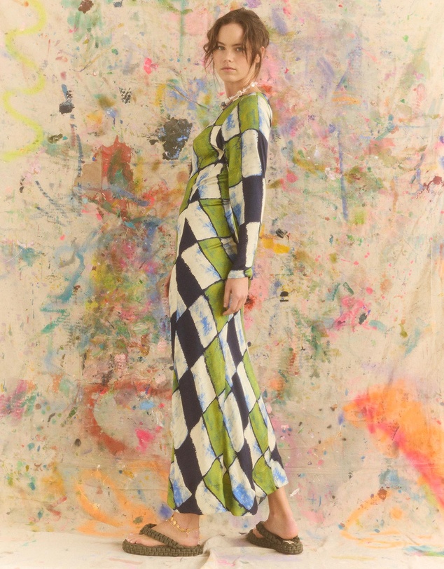 KINGA CSILLA - Oro Tile Olive Maxi Dress