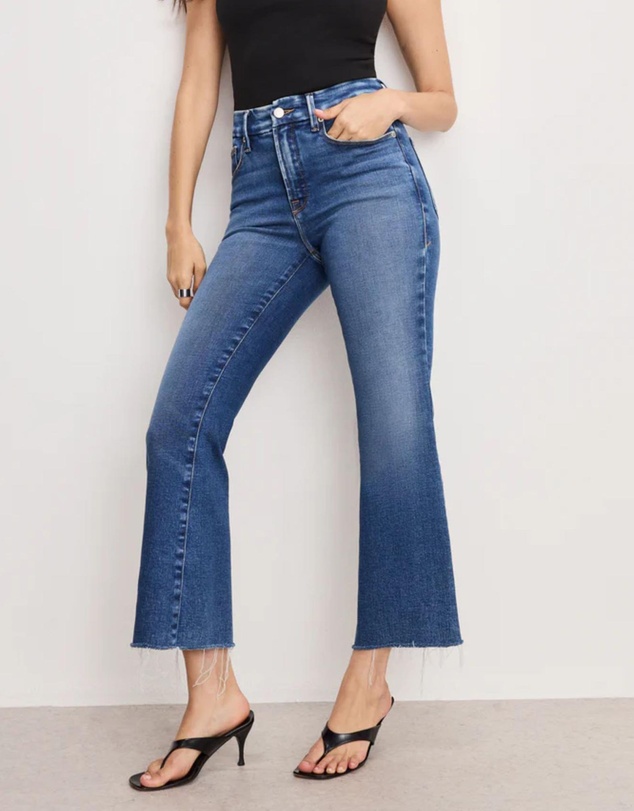 Good American - Soft Tech Good Legs Cropped Mini Boot Jeans
