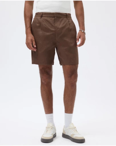 AERE - Holt Pleated Linen Shorts