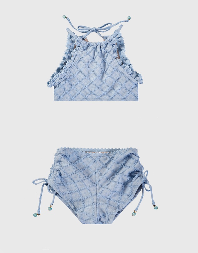 Aqua Blu Kids - Stepping Stones Blue Halter Neck Bikini Set - Kids