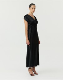 Third Form - Satin Cross Over Gather Dress